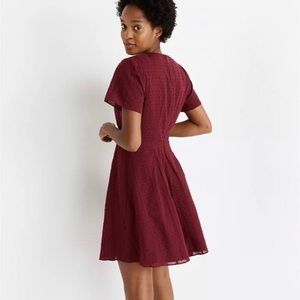 Madewell maroon burgundy Swiss dot dress